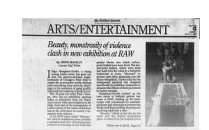 Newspaper article about Inigo Manglano-Ovalle's work at RAW.