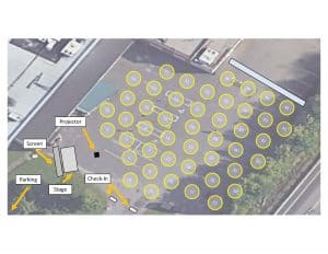 Map of outdoor movie event parking and set up