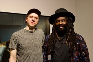 Visual Arts Manager Cody and artist Merik