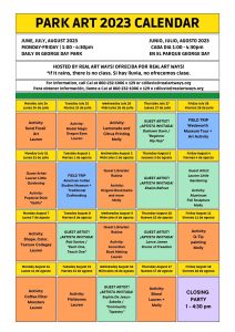 Park art schedule Summer 2023.
